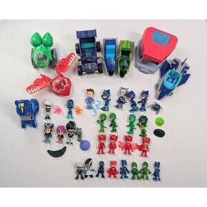 PJ Masks Toy Lot - Disney- Figures And Vehicles Catboy, Owlette, Gecko, Romeo